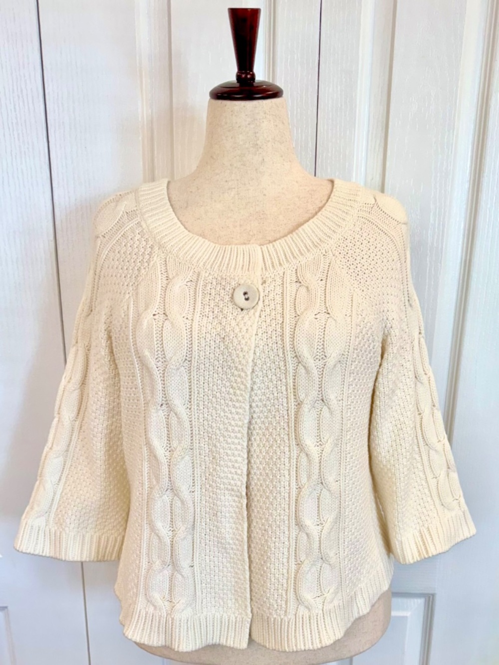 NWOT, Woman's Size XL Cardigan Sweater by Sonoma, Cream White, 3/4 Sleeve